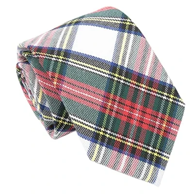 Image of DQT Men&#039;s Tartan Plaid Formal Casual Patterned Classic Tie White