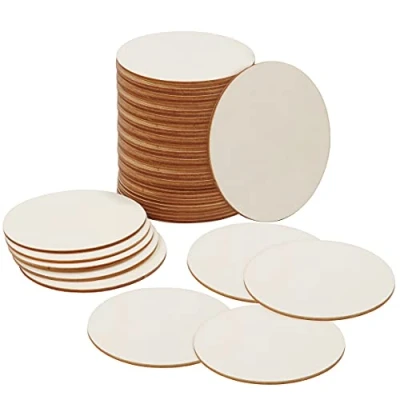 Image of Belle Vous Wooden Coasters (50 Pack) Unfinished Wood Slices/Discs for Crafts Pyrography Blank Circles Crafting, and Home Decor