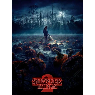 Image of Pyramid International Stranger Things Canvas Print with Hopper at the Pumpkin Patch 60cm x 80 cm Official Merchandise