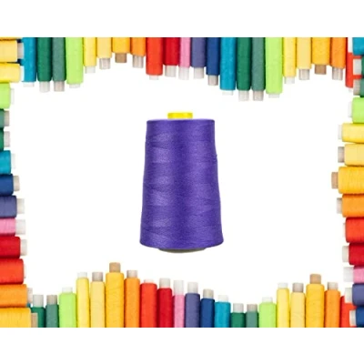 Image of Rohans Overlock Yarn 40/2 (120), 5000 Yards (4570 Meters) Sewing Thread Cones, Machine Multi Colour 100% Polyester Material (Purple 1)