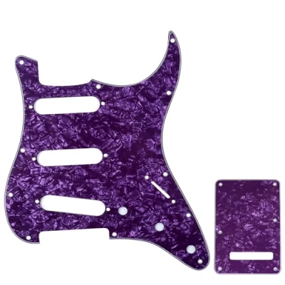 Image of Musiclily SSS Strat Pickguard and Back Plate Set for Fender USA/Mexican Standard Stratocaster Modern Style Electric Guitar, 4Ply Purple Pearl