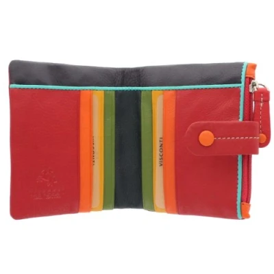 Image of VISCONTI Mimi Collection Mojito Compact Multicoloured Leather Purse M77 Red Multi