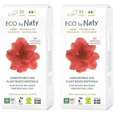 Image of Eco by Naty Panty Liners Normal for Women daily use, Friendly Women’s Thin Discreet with Organic Cotton to keep you fresh (32 Count)