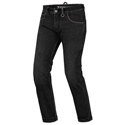 Image of SHIMA Devon Motorcycle Jeans Ventilated Elastic Slim Fit Riding Trousers Mens with FiberQL Reinforcements, CE Knee and HIPS Protectors (Men, Black, 36 Long)