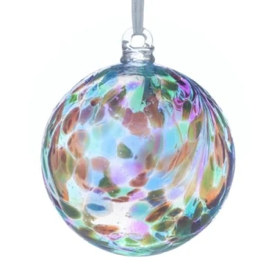 Image of Sienna Glass 10 cm Friendship Ball, Feather Design Peacock