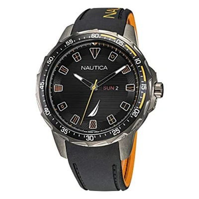 Image of Nautica Men&#039;s Stainless Steel Quartz Silicone Strap, Black, 22 Casual Watch (Model: NAPCLS113)