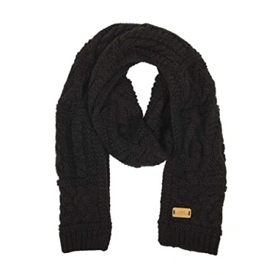 Image of Aran Traditions Cable Knit Style Winter Scarf (Black)…