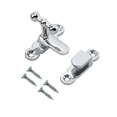Image of TERF® Showcase Type Catch Polished Chrome 40mm Door Turn Catches Cupboard Cabinet Wardrobe Latch Lock Gate Shed Rabbit Hutch Thumb Button with Fixing Screw Pack of 1