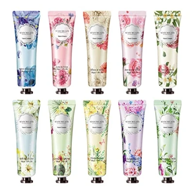 Image of Pack Of 10 Plant Fragrance Hand Cream,Daily Moisturising Cream Set,Deeply Hydrating &amp; Nourishing Non Greasy Friendly To All Skin,Natural (Fragrance Random)