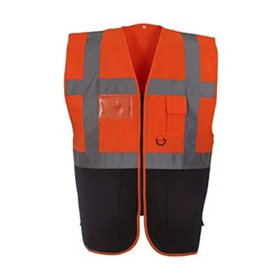 Image of Yoko Men&#039;s Yk002/Hvw801 Multi Functional Executive Hi Vis Waistcoat Orange/Navy, X Large