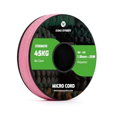 Image of Kamu Synber Micro Cord 1.18mm Paracord Braided Rope 30m Spool for Bracelet, Crafting, Jewelry Making, Key Chains Support 45kg Rose Pink