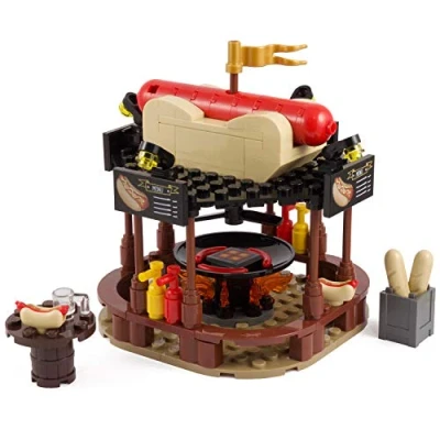 Image of German Hot Dog Market Stand Made with Genuine LEGO Parts Instructions Included