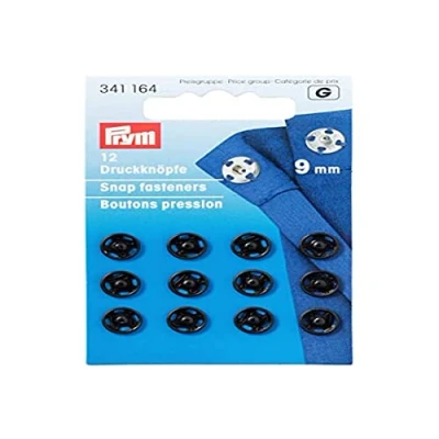 Image of Prym Sew On Snap Fasteners Brass Black 9 mm