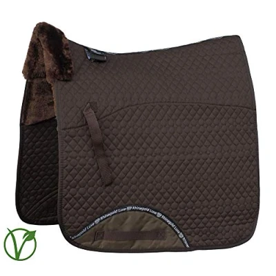 Image of Rhinegold Unisex&#039;s 455 F BRN/BRN Luxe Fur Dressage Saddle Cloth, Brown/Brown, Full