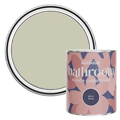 Image of Rust Oleum Grey Moisture Resistant Bathroom Wood and Cabinet Paint in Gloss Finish Half Light 750ml