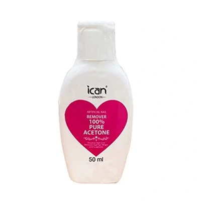 Image of Ican London 100% Pure Acetone Nail Polish Remover UV GEL Soak Off 50ml travel size clear