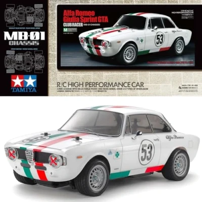 Image of TAMIYA Romeo 58732 1:10 Alfa Rome Giulia SPR. Club MB 01 Remote Control Car, Vehicle, Model Building, Assembly, Hobby, RC Kit, Unpainted, Unvarnished
