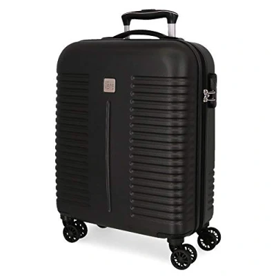 Image of Roll Road India Black Cabin Suitcase 40 x 55 20 cm Rigid ABS Combination Lock 37 Litre 2.5 kg 4 Double Wheels Hand Luggage
