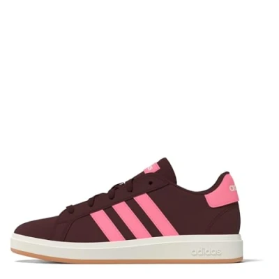 Image of adidas Grand Court Lifestyle Tennis Lace Up Shoes, Aurora Ruby/Bliss Pink/Off White, 4 UK Child
