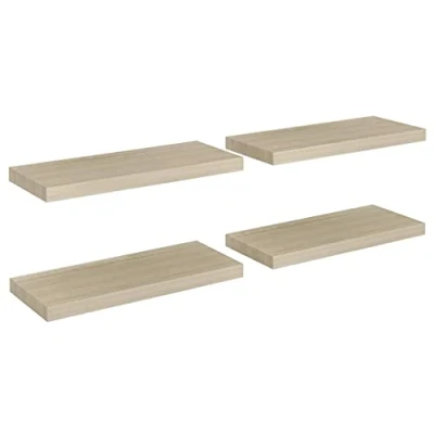 Image of vidaXL 4x Floating Wall Shelves Oak 60x23.5x3.8 cm MDF Display Hanging Rack