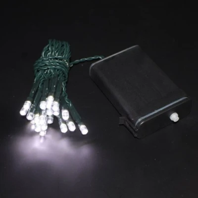 Image of 50 bulbs 5m Fairy Lights Outdoor Battery Operated Ice White Green Cable for Christmas, gardens, parties, weddings and events