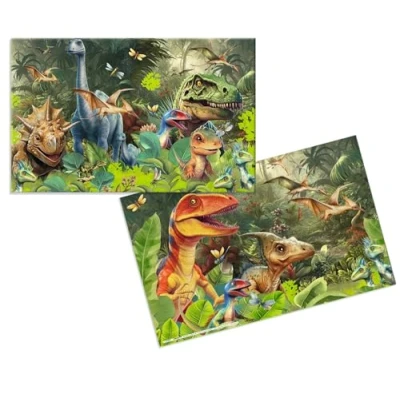Image of HERMA 19743 Desk Mat Dino World, Wipe Clean Children&#039;s Made of Cardboard, 55 x 35 cm, Double Sided Motif Table for Girls and Boys