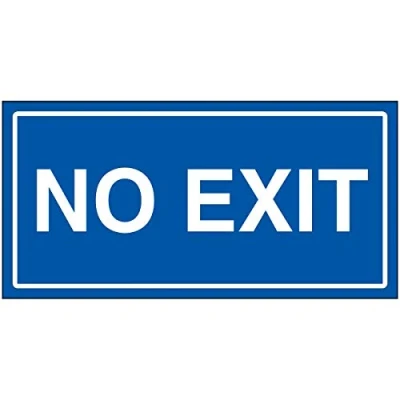 Image of V Safety No Exit Sign 300x150mm Blue Rigid Plastic