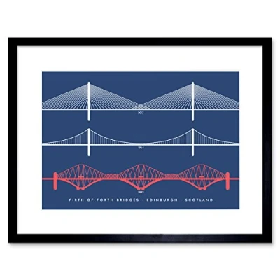 Image of Wee Blue Coo Firth Forth Bridges Edinburgh Scotland Queensferry Framed Art Print