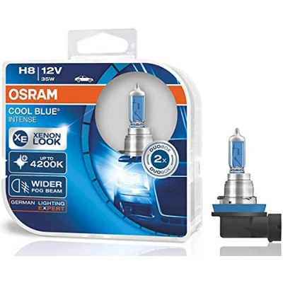 Image of OSRAM COOL BLUE INTENSE H8, headlight bulb for halogen headlamps, xenon effect white light, 64212CBI HCB, 12 V passenger car, duobox (2 units)