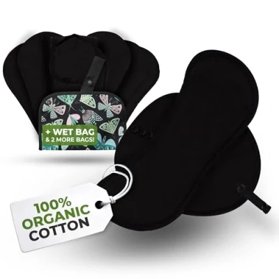 Image of EcoComfort Organic Cotton Reusable Panty Liners for Women &amp; Teens (Small, 7 Pack); High Temp Washable Cloth Liners; Stay Fresh Dry, Daily Vaginal Discharge Only; 100% Breathable (no PUL)