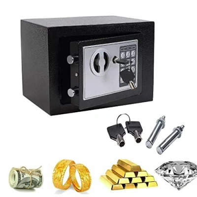 Image of Small Safe, Digital Electronic Security Safe Box with PIN code and Key, 4.6L Fireproof Waterproof WallSafes CashBoxes for Home Office Hotel, 23x17x17cm (Black)