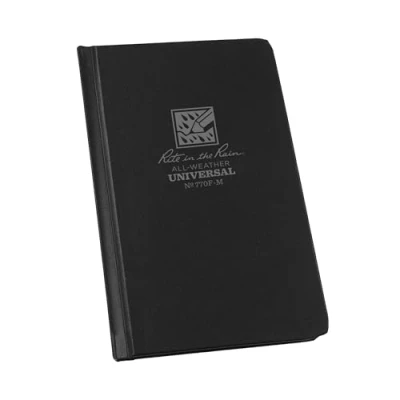 Image of Rite in the Rain Weatherproof Hard Cover Notebook, 4.25&quot; x 6.75&quot;, Black Cover, Universal Pattern (No. 770F M)