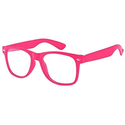 Image of Boolavard Kids Nerd Glasses Clear Lens Geek Fake Eyeglasses for Girls Boys Eyewear Age 4 12 (Hot Pink)