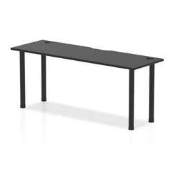 Image of Impulse Black 1800 x 600mm Straight Table Top with CP Leg