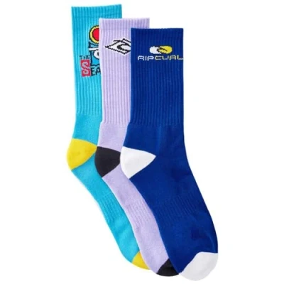 Image of RIP CURL Mens Retro 3 Pack Arch Support Embroidered Crew Socks Multico