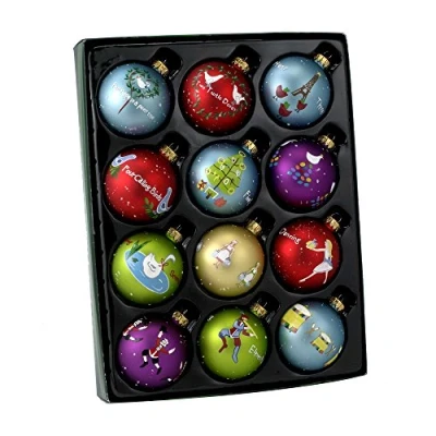 Image of Kurt Adler Twelve Days of Christmas Ball Ornament, 65mm, Set 12, Glass