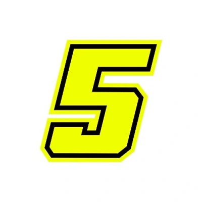 Image of 4R Quattroerre.it 13385 Racing Number 5 Moto GP, Neon Yellow, 10 x cm