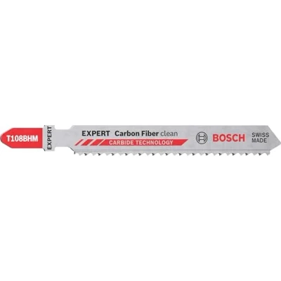 Image of Bosch 3x EXPERT Carbon Fibre Clean T108BHM Jigsaw Blade (for plastics GFK, CFK, Length 92 mm, Professional Accessory Jigsaw)