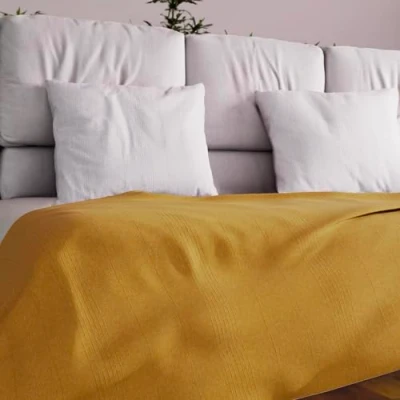 Image of Soleil d&#039;ocre Adele Polycotton Sofa Throw, Yellow, 180 x 220 cm