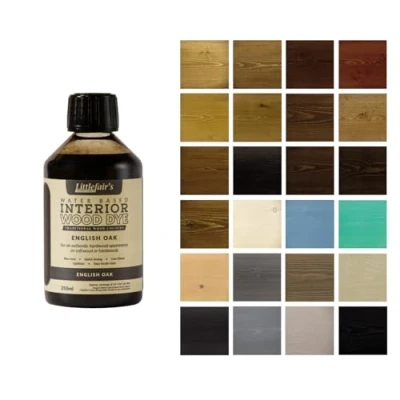 Image of Littlefair&#039;s Wood Stain Water Based 250 ml Indoor Furniture Light &amp; Dark Finishes Special Non Toxic Eco Friendly Formula for Crafts Colour: English Oak