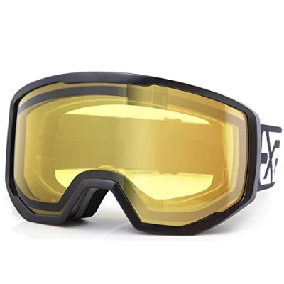 Image of EXP VISION Ski Goggles, Anti fog Snow Snowboard Goggle OTG Dual lens with 100% UV400 Protection for Men Women (Black Frame Yellow Lens)