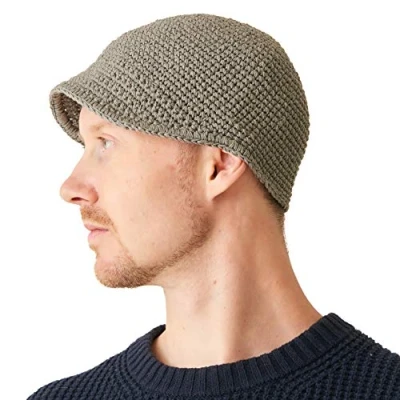 Image of Mens Kufi Beanie Hat Billed Skull Cap 100% Cotton Crochet Chemo Womens Sensitive Skin Casualbox Grey