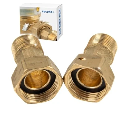 Image of Tecuro Water Meter Fitting 3/4 Inch Union Nut x 1/2 Male Thread (1 Set = 2 Pieces)