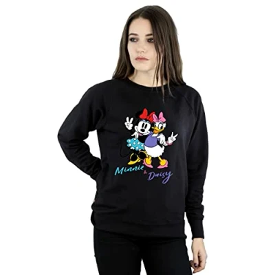 Image of Disney Womens/Ladies Minnie Mouse And Daisy Sweatshirt (Black) Size Medium