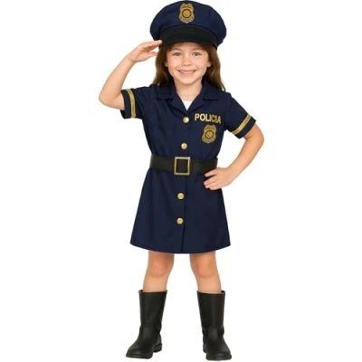 Image of FIESTAS GUIRCA Police Fancy Dress Costume Child Girl Size 5 6 Years