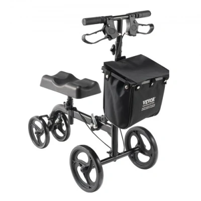 Image of VEVOR Folding Knee Scooter, Carbon Steel Steerable Walker with Height Adjustable Handlebar &amp; Pad, All Terrain Solid Wheels, Dual Brakes, Leg Recovery Scooter for Broken Ankle Foot Injuries