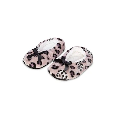 Image of FUTURO FASHION Girls Winter Fluffy Warm Panther Pattern Socks Fur Lined Bow Kids Slippers Grey 3 6 Years YW27
