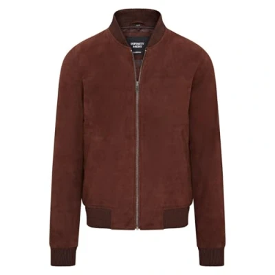 Image of Infinity Leather Mens Tan Soft Goat Suede MA 1 Varsity Bomber Jacket