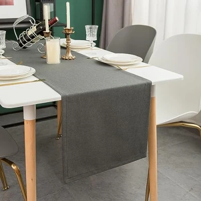 Image of Simurq Modern Table Runner Grey Anthracite Dining with Lotus Effect Water Repellent &amp; Washable Runners Solid Color Decoration Outdoor (Anthracite, 30x140 cm/ca.12x55 in)