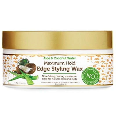 Image of African Pride Moisture Miracle Maximum Hold Edge &amp; Hair Styling Wax, Enriched with Aloe Coconut, Controls Edges while Nourishing Protecting Against Breakage, 6 oz